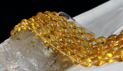 Certified Natural Yellow Citrine 565 Ct Beads Drops Golden Gemstone Necklace