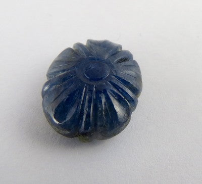 Certified Natural Blue Sapphire Carved Flower 20 Ct Gemstone Ring
