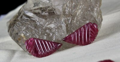 Natural Pink Tourmaline 28.18ct Carved 4 Pcs For Earring Designing