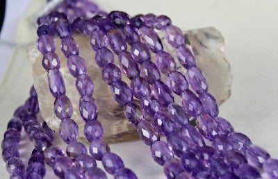Certified Natural Amethyst 1619 Ct Oval Faceted Beads Fashion Necklace For Women
