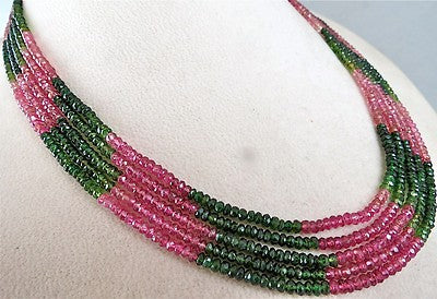 Certified Natural Multi Tourmaline Beads Faceted Round 5mm 186ct Necklace