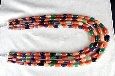 Multi Natural Semi Precious Beads Necklace Cabochon Gemstone 1048 Ct Fashion
