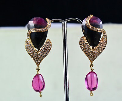 Certified Multi-colour Tourmaline 119ct Natural Diamond 18k Gold Jewelry Set