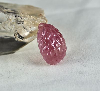 Gtl Certified Natural Pink Tourmaline 57.64 Ct Grapes Carved Gemstone Pendant
