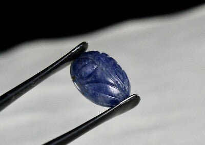 Certified Natural Unheated Blue Sapphire Carved Oval Gem 16.63ct Ring Pendant