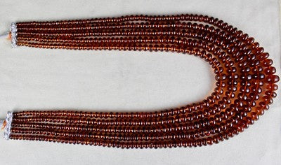 Hessonite Garnet Beads Necklace 1198 Ct Round Semi Precious 5 Line Necklace