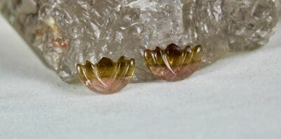 Rare Colour Natural Tourmaline Carved 4 Pcs 18.12 Ct Gemstone For Earrings
