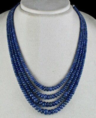 Certified Natural Blue Sapphire Beads 477 Ct Round Gemstone Finest Necklace
