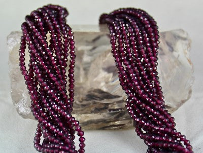 Natural Garnet Faceted Round Beads Necklace 14 L 4mm 782 Ct Red Gemstone Party
