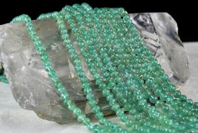 Certified Natural Emerald 354ct Round Beads Gemstone Important Necklace