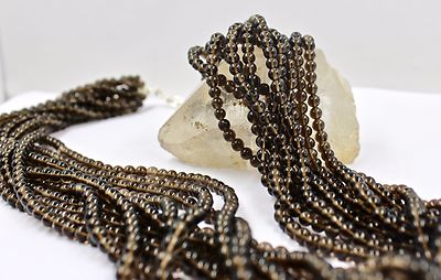 Natural Smoky Quartz 11 Line Necklace Sterling Silver Hook Carat Weight Necklace