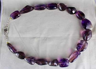 Certified Natural Ametrine Faceted Tumble Beads 1745ct Sterling Silver Necklace