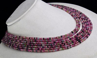 Certified Natural Multi Tourmaline 446 Ct Beads Facetted Necklace 7 Line