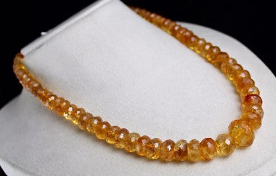 Natural Yellow Citrine Faceted Round Necklace For Party 509ct Beads Gemstone 1l