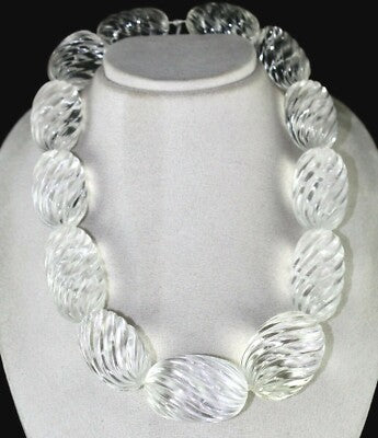 Certified Natural White Rock Crystal Quartz Oval Beads 13 Pcs 3725 Ct Gemstone