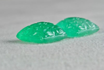 Certified Natural Emerald Mughal Engraved 15mm Square 28.70 Ct Earring