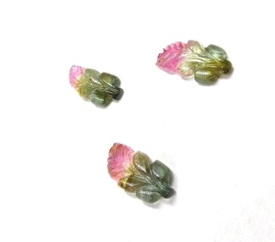 Natural Multi Tourmaline Leaves 10.64 Ct Carved Gemstone For Earrings/pendant