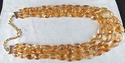 Certified Natural Citrine Beads Faceted Tumble 1335ct Sterling Silver Necklace
