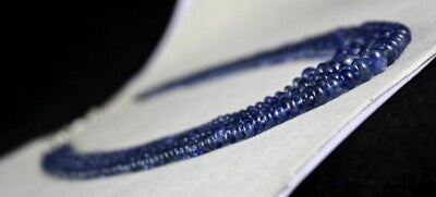 Certified Natural Blue Sapphire Beads 5 L 395 Ct Sterling Silver Necklace