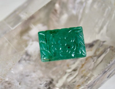 Certified Mughal Natural Zambian Emerald 24x17mm 33.44 Ct Gemstone Ring Pendant