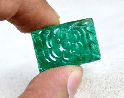 Certified Mughal Natural Zambian Emerald 24x17mm 33.44 Ct Gemstone Ring Pendant