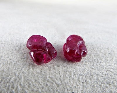 Certified Ruby Engraved Leaves 7.40 Ct Loose Gemstone Pair Earring