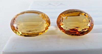 Top Natural Yellow Citrine Oval Cut 43ct Pair Gemstone For Earrings