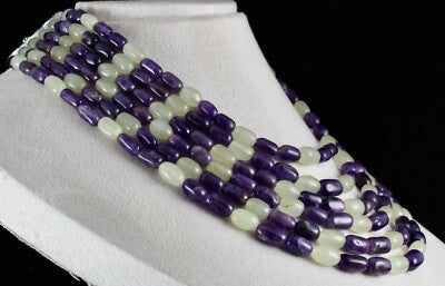 Natural Multi Jade Amethyst 1104ct Beads Fashion Gemstone Necklace