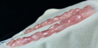 Natural Rose Quartz 683 Ct Beaded Necklace 2 Line Nugget Gemstone Strings