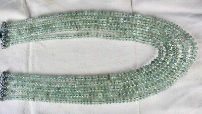 Certified Green Amethyst Necklace 939 Ct Faceted Round Beads Elegant For Women