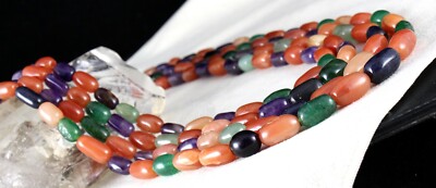 Multi Natural Semi Precious Beads Necklace Cabochon Gemstone 1048 Ct Fashion