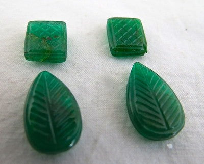Certified Natural Zambian Emerald 20 Ct Carved Square Pear Gemstone Earrings