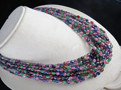Certified Natural Emerald Ruby Blue Sapphire Spinel 995ct Vintage Necklace