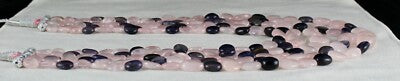 Natural Rose Quartz 826 Ct Iolite Beads 5 Line Fashion Gemstone Necklace