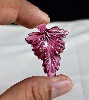 Certified Natural Pink Tourmaline Carved Leaves 4pcs 151ct Earrings Ring Pendant