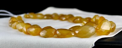 Certified Yellow Chalcedony Faceted Beads 1747ct Gemstone Fashion Necklace