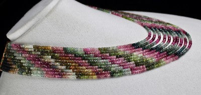 Natural Multi Colour Tourmaline 495 Ct Beads Faceted 10 L Gemstone Fine Necklace
