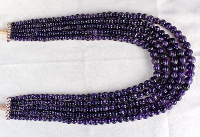 Vintage Natural Amethyst 778 Ct Carved Melon Beads Purple Gemstone Necklace