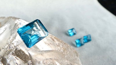 Blue Topaz Octagon Cut 4 Pcs, 28.9 Ct Gemstones For Pendant, Earring, Ring Set