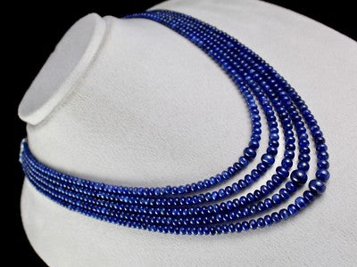Certified Blue Sapphire Round Beads 614 Ct Fine Gemstone Important Necklace