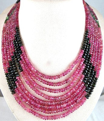 Certified Natural Multi Colour Tourmaline 835 Ct Faceted Round Gem Necklace