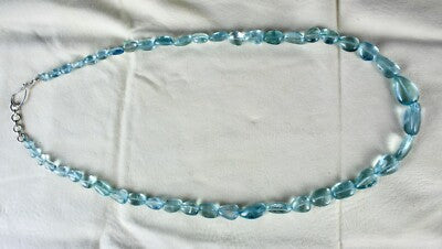 Certified Natural Blue Aquamarine 284 Ct Beaded Long Necklace For Women
