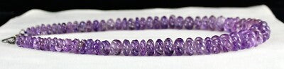 Certified Natural Amethyst 703 Ct Beads Round Sterling Silver Vintage Necklace
