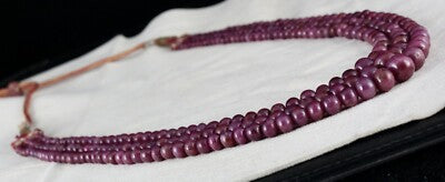 Certified Natural Ruby 444 Ct Beads Round 3 Line Gemstone Beaded Necklace