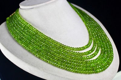 Certified Natural Peridot 1133ct Green Gemstone Beads Cocktail Necklace