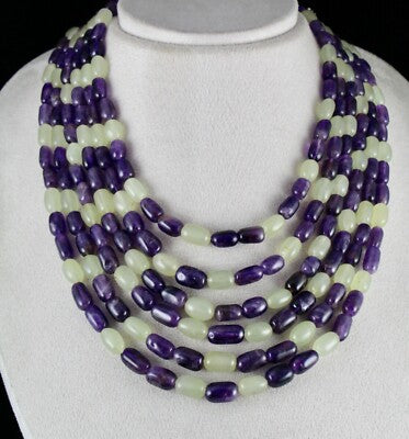 Natural Multi Jade Amethyst 1104ct Beads Fashion Gemstone Necklace