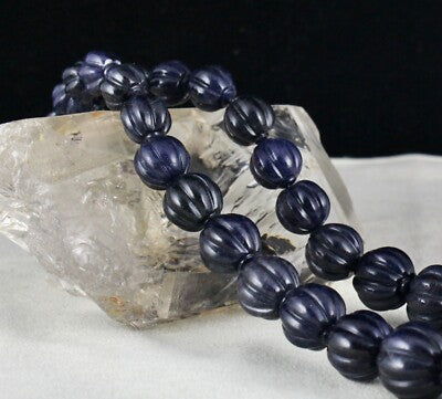 Natural Blue Jade Carved Round Gemstone 785 Ct Sterling Silver Necklace