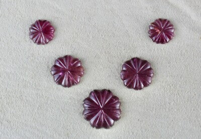 Natural Pink Tourmaline 5 Pcs Carved Flower Gemstone Set 37.10ct Designing