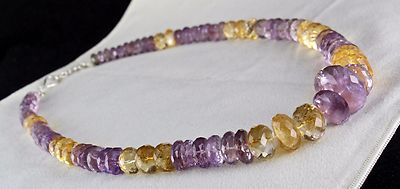 Natural Citrine Amethyst 875 Ct Faceted Beads Big Gemstone Fashion Necklace