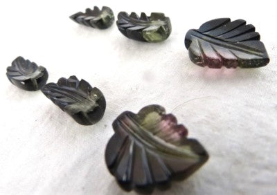 Natural Multi Colour Tourmaline 36.65ct Carved Leaves Earrings Set